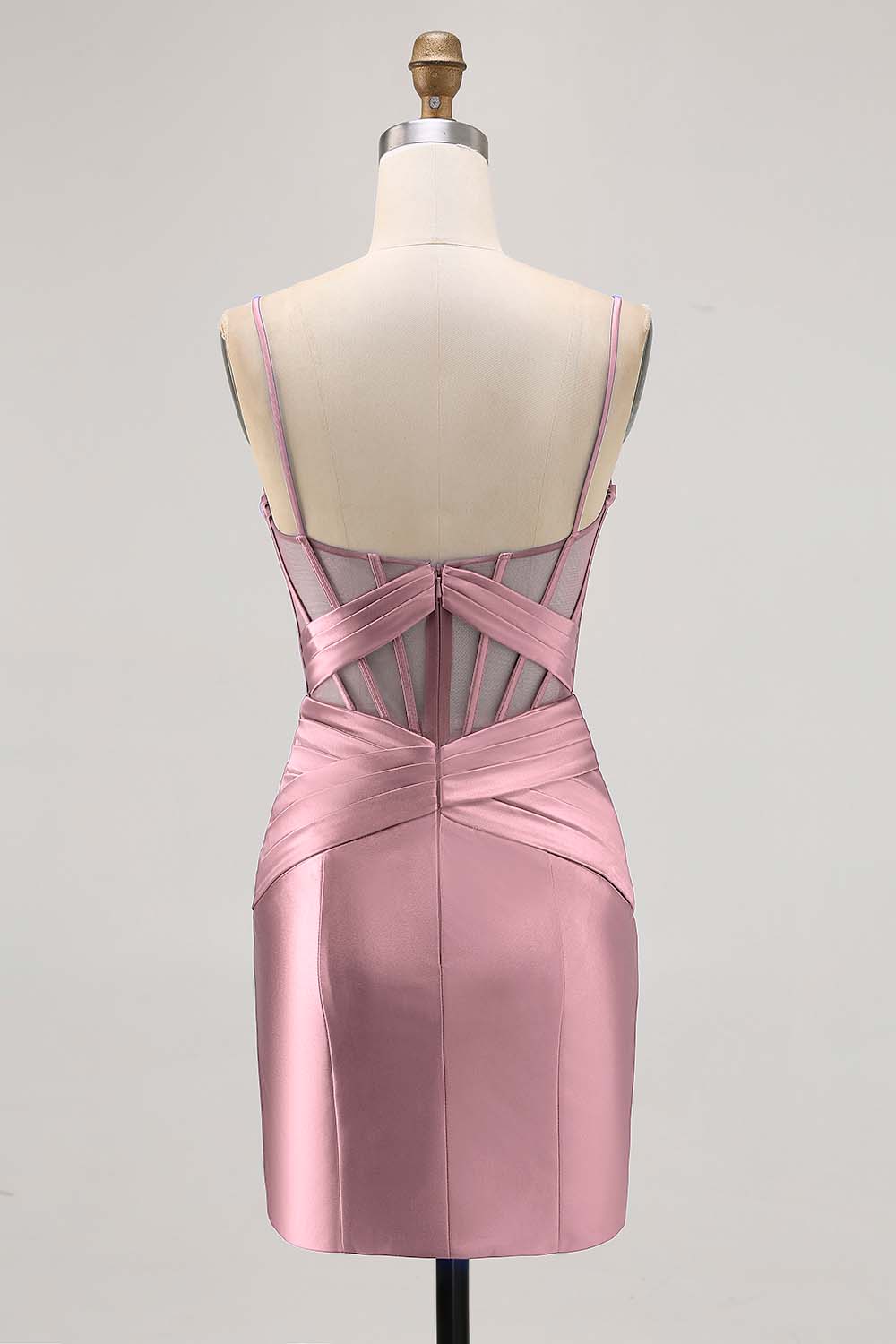 Royal Blue Sheer Corset Satin Tight Homecoming Dress with Slit - Image 10