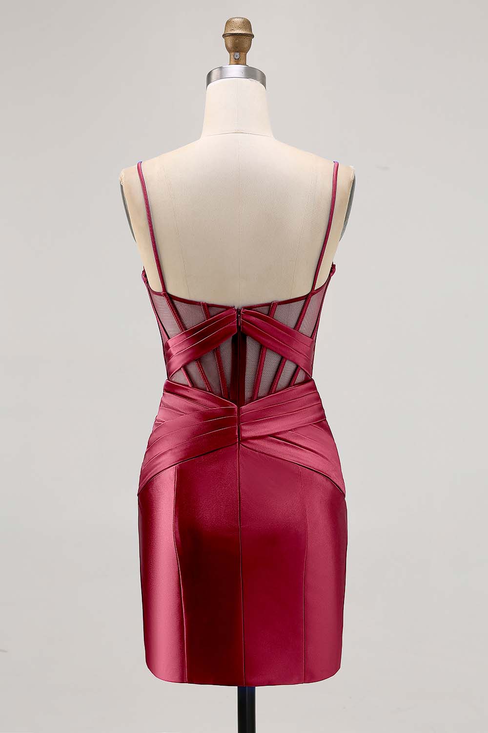 Royal Blue Sheer Corset Satin Tight Homecoming Dress with Slit - Image 12
