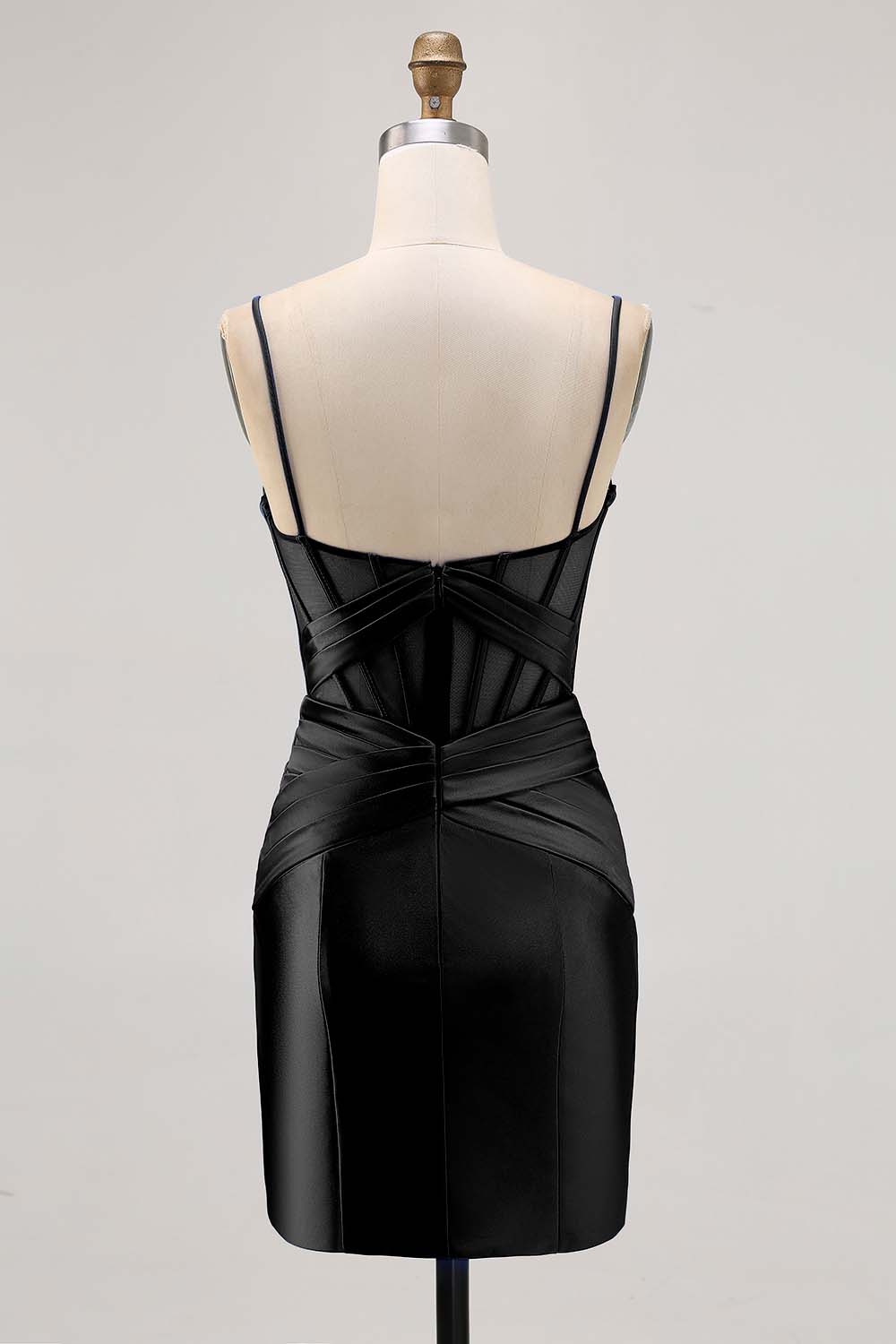 Royal Blue Sheer Corset Satin Tight Homecoming Dress with Slit - Image 8