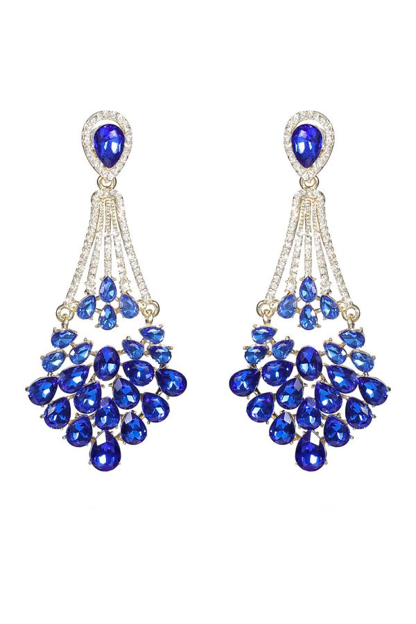 Royal Blue Rhinestone Stud Earrings - Image 3