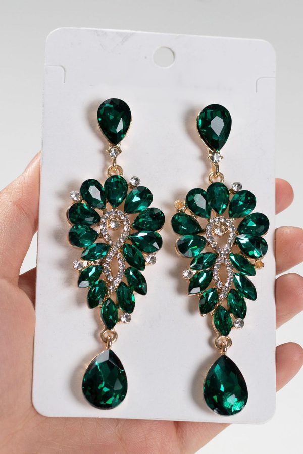 Royal Blue Vintage Rhinestone Teardrop Dangle Earrings - Image 3
