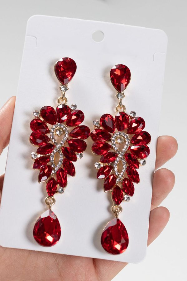 Royal Blue Vintage Rhinestone Teardrop Dangle Earrings - Image 2