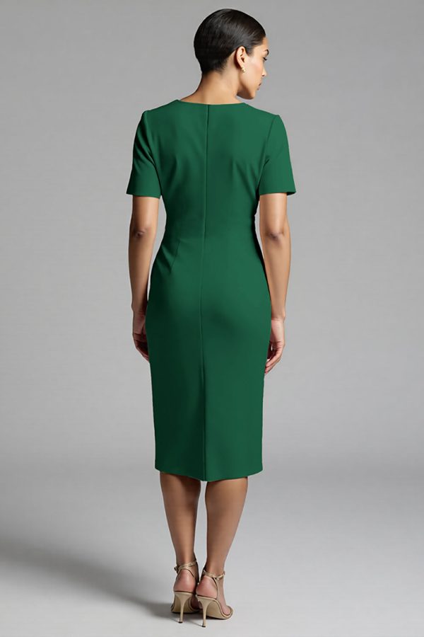 Ruched Champagne Bodycon Midi Dress - Image 10