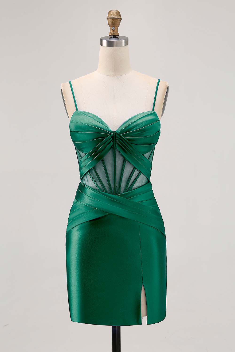Royal Blue Sheer Corset Satin Tight Homecoming Dress with Slit - Image 13