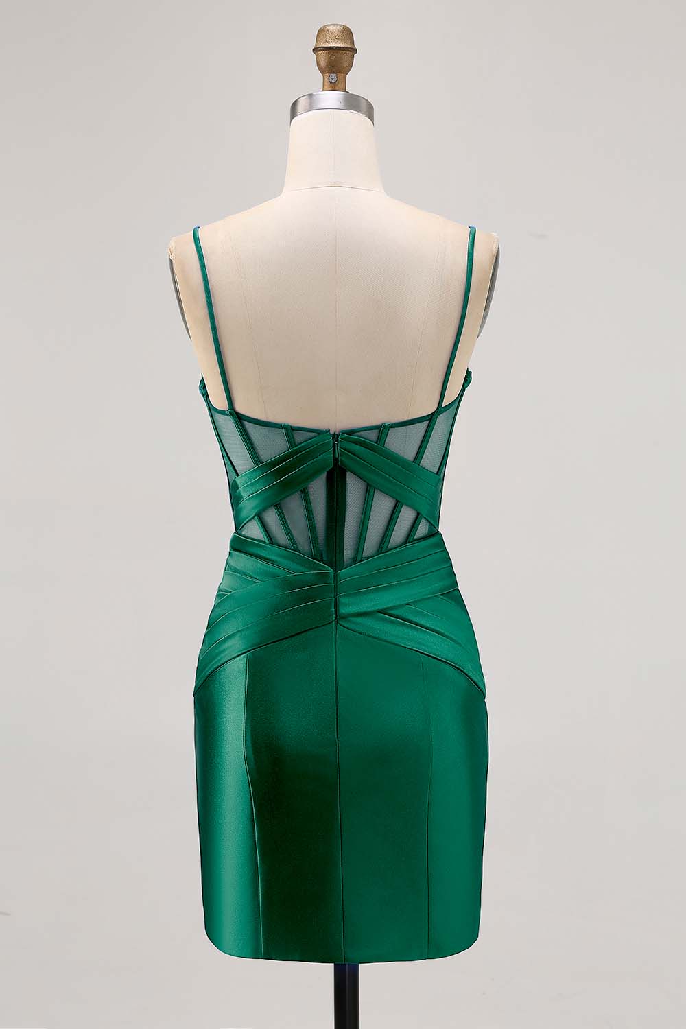 Royal Blue Sheer Corset Satin Tight Homecoming Dress with Slit - Image 14