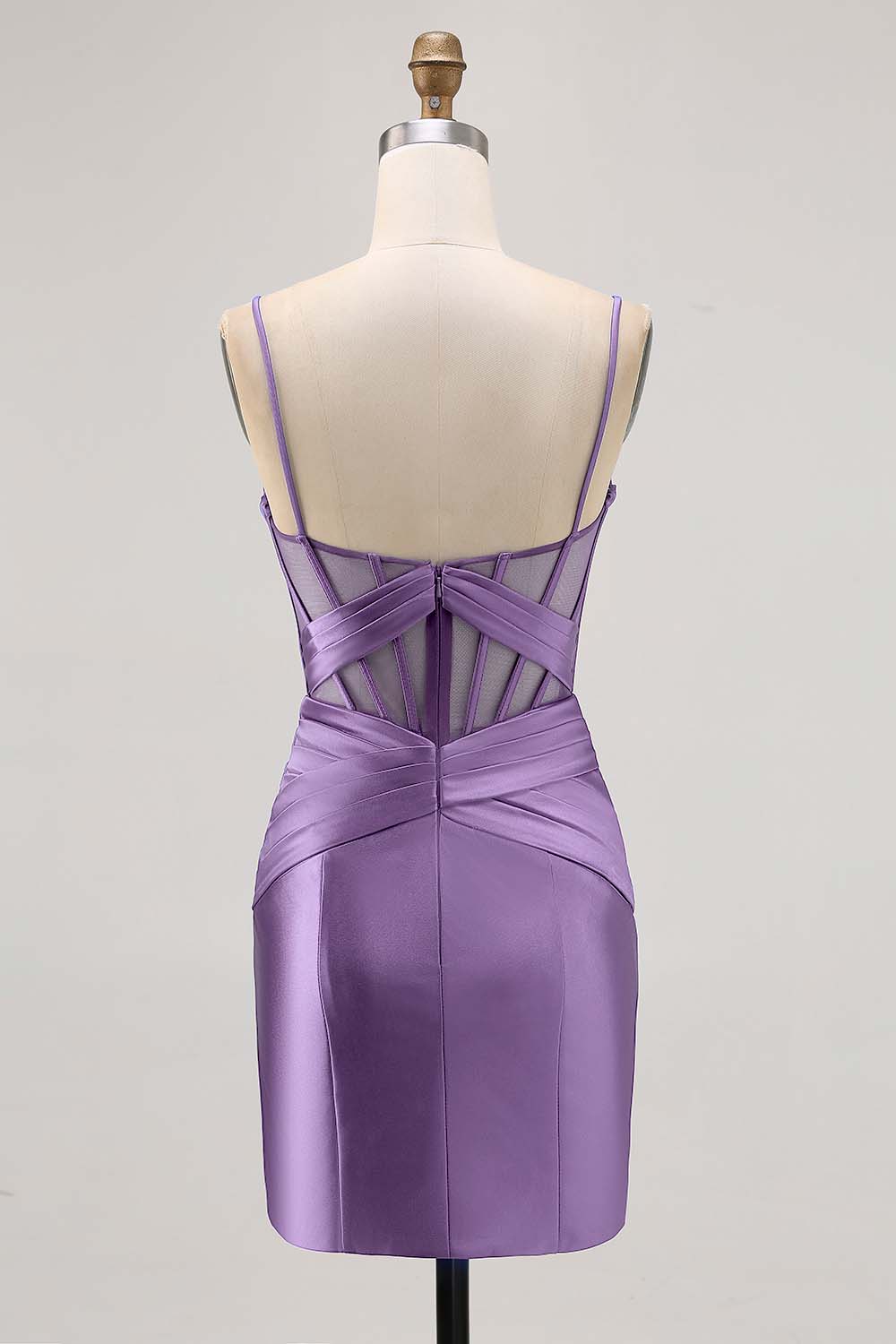 Royal Blue Sheer Corset Satin Tight Homecoming Dress with Slit - Image 20