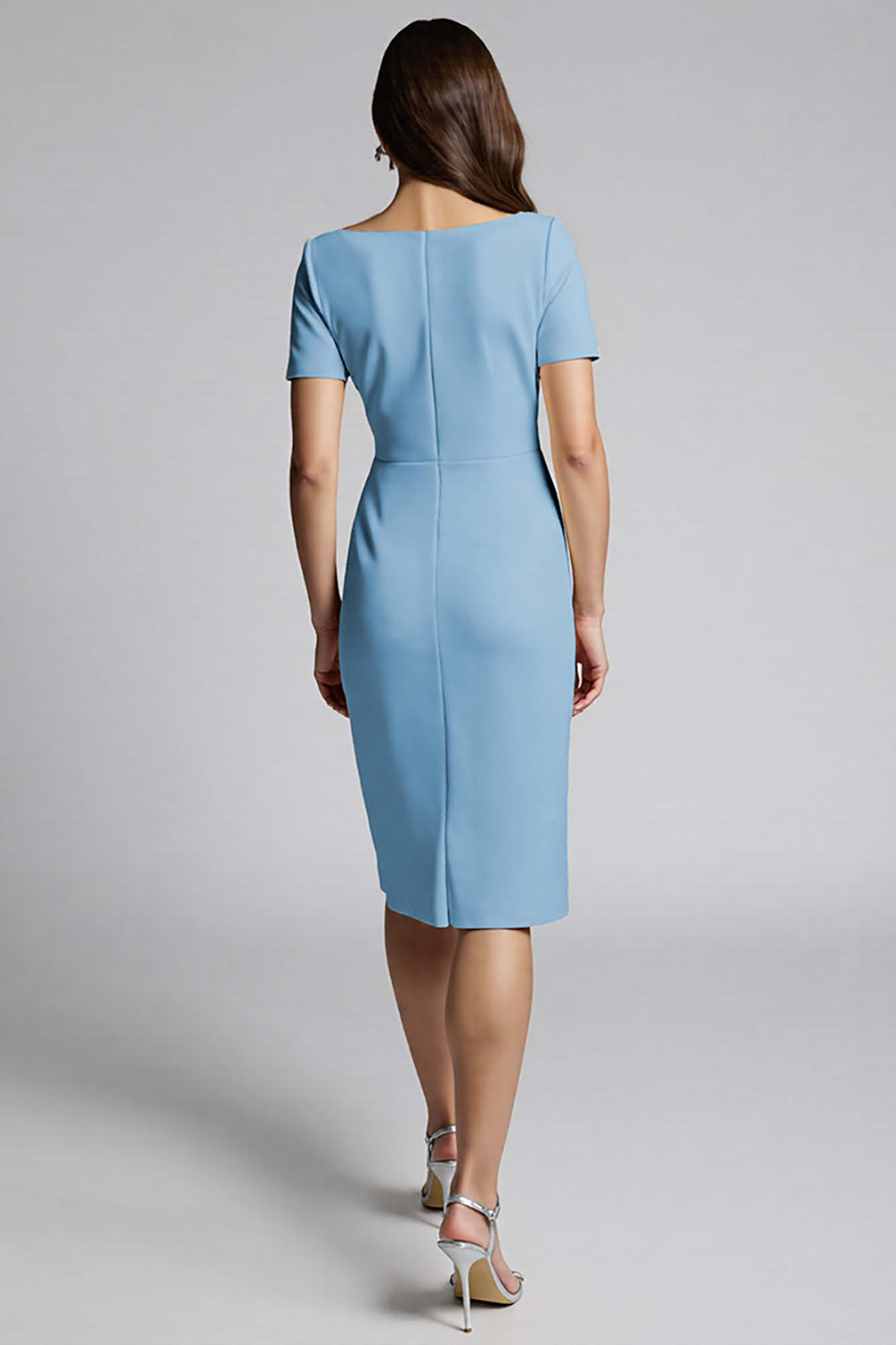 Ruffled Champagne Sheath Midi Dress with Slit - Image 20